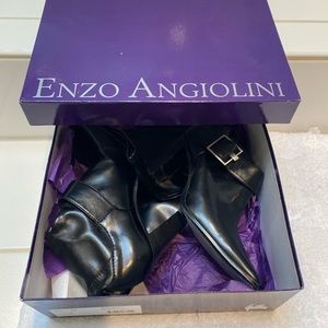 Vintage Enzo Angiolini square toe leather calf boots with buckle